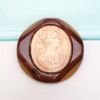 Picture of 1930'S Root Beer & Apple Juice Carved Bakelite Pendant With Celluloid Cameo Center