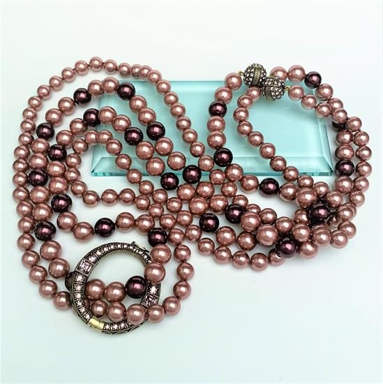 Picture of 'The Daily Double' Heidi Daus Necklace Pair In Mauve With Removable Clasp