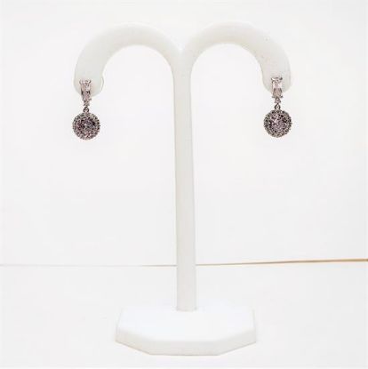Picture of Clear Baguette Cut Cz With Round Drop Earrings. .8" Long