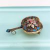 Picture of Vintage Gilt Chinese Export Silver Fan Brooch/Pendant With Enameled Lotus Motif