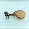 Picture of Rare Chinese Export Gilt Silver Charm With Jade & Blue Enamel In The Shape Of A Zhongruan (Chinese Mandolin)