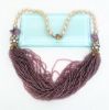 Picture of 1950'S Miriam Haskell Necklace & Earring Set With Glass Pearls, Seed Beads, Amethysts & Clear Rhinestones
