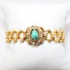 Picture of Antique 585 (14k) Gold European Expansion/Sweetheart Bracelet with Turquoise, Diamond & Pearl Face
