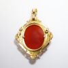 Picture of Mid Century Victorian Revival 10k Rose & Yellow Gold, Pearl & Carved Stone Cameo Earring & Pendant Set