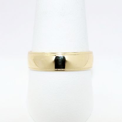 Picture of 14k Yellow Gold 6mm Men's Wedding Band with Milgrain Edges, US Size 10.25