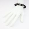 Picture of AXION Black Leather Men's Bracelet with Sterling Silver Skull & Maltese Cross Beads