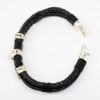 Picture of AXION Black Leather Men's Bracelet with Sterling Silver Skull & Maltese Cross Beads