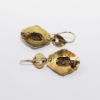 Picture of Antique Victorian 14k Yellow Gold, Black Enamel & Seed Pearl Mourning Brooch & Earring Set in Original Box