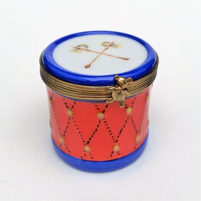 Picture of Rare Retired Snare Drum With Teddy Bear Clasp Limoges Trinket Box