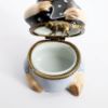 Picture of Retired Limoges Porcelain Pig in Black & White Polka Dot Shirt Trinket Box