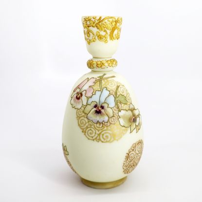 Picture of Antique Mt. Washington Crown Milano Vase with Pansy Flower Motif
