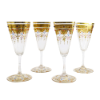 Picture of Antique Set of 4 Hand Enameled & Jeweled Squared Bohemian Stemed Glasses