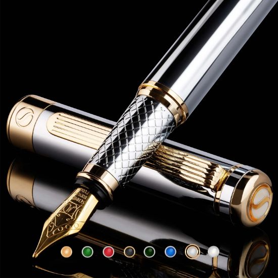 Picture of Scriveiner London Classic Silver Chrome Fountain Pen - Medium Nib