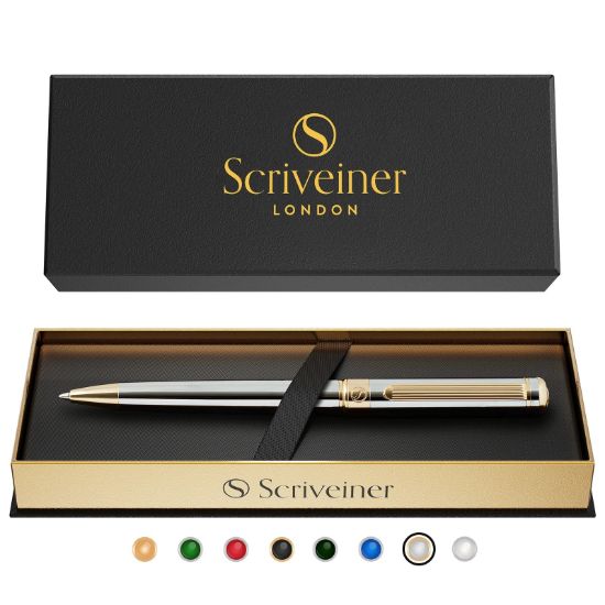 Picture of Scriveiner London Classic Silver Chrome Ballpoint Pen