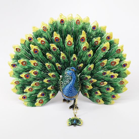 Picture of Kingspoint Designs Queen Sheba the Peacock Trinket Box with Matching Necklace