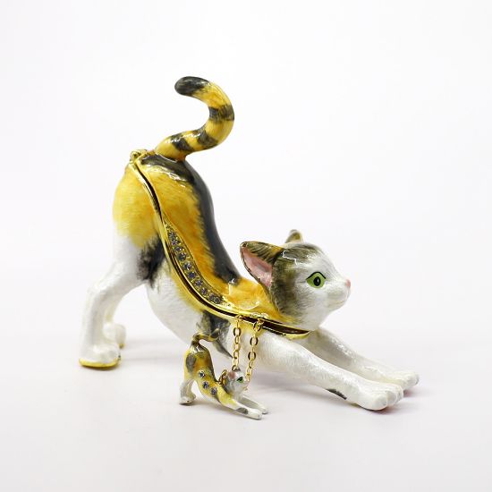 Picture of Kingspoint Designs Kylie the Calico Cat Trinket Box with Matching Necklace