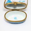 Picture of Limoges Porcelain Pair of White Cats in Blue Basket with Bell Trinket Box