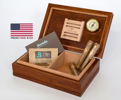 Picture of WoodTop 50 Count Cigar Humidor; Amish Crafted, Heritage Cherry finish