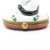 Picture of Limoges Porcelain Black & White Cat with Red Bow Trinket Box