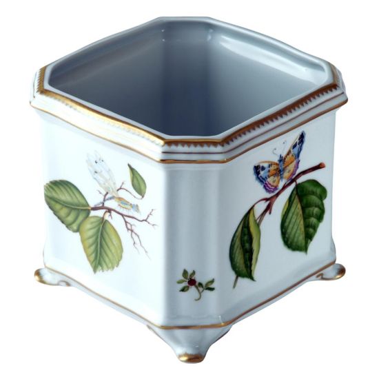 Picture of Anna Weatherley Porcelain Square Floral Butterfly Cachepot