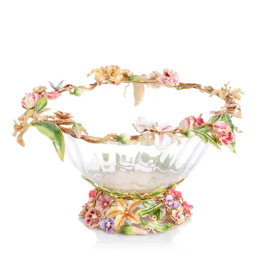 Picture of Jay Strongwater Cornelis Dutch Floral Glass Bowl