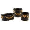 Picture of Mottahedeh 'Tony Duquette Collection' Large Round Cachepot in Black & Gold
