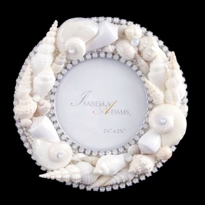 Picture of Isabella Adams 5" Round White Shell Frame with Opal Crystals