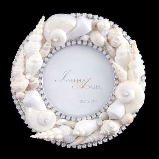 Picture of Isabella Adams 5" Round White Shell Frame with Opal Crystals