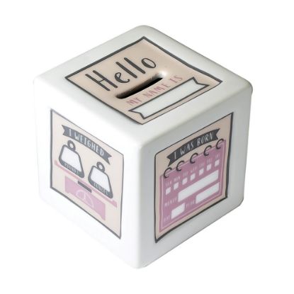 Picture of PinkBirth Record Bank with Paint Pen by Salisbury Silversmiths