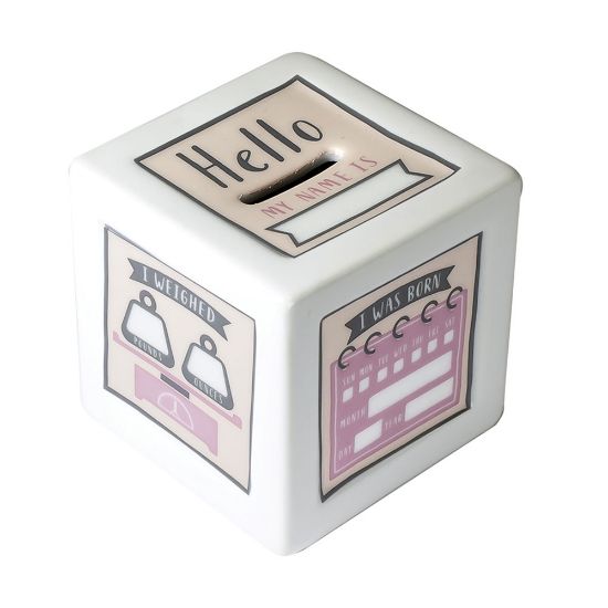 Picture of PinkBirth Record Bank with Paint Pen by Salisbury Silversmiths