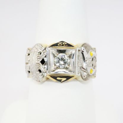 Picture of Vintage 10k Two-Tone Gold, Diamond & Enamel 32nd Degree Freemason's Ring