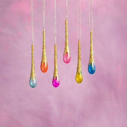 Picture of One Hundred 80 Degrees Blue Drop Glass Ornament By Glitterville