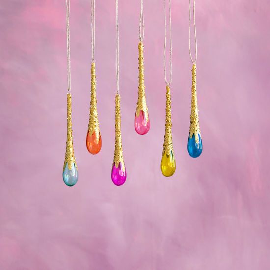 Picture of One Hundred 80 Degrees Blue Drop Glass Ornament By Glitterville