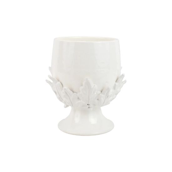 Picture of Vietri Rustic Garden Small White Acanthus Footed Cachepot
