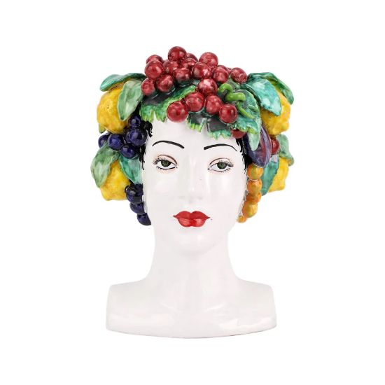 Picture of Vietri Sicilian Heads Vase - Assorted Fruit