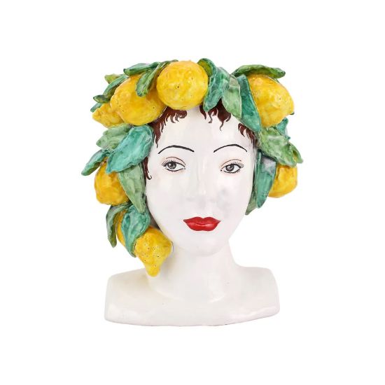 Picture of Vietri Sicilian Heads Vase - Lemon