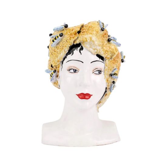 Picture of Vietri Sicilian Heads Vase - Honeycomb