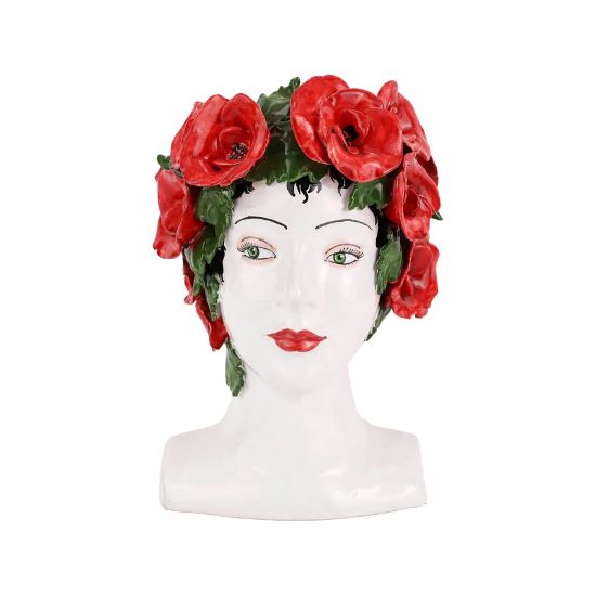 Picture of Vietri Sicilian Heads Vase - Poppies