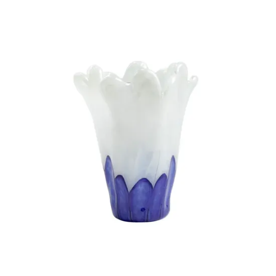 Picture of Vietri Onda Glass Green & White Medium Vase