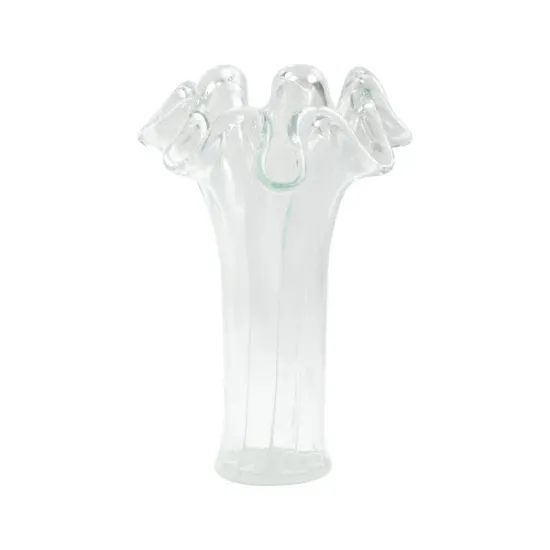 Picture of Vietri Onda Glass Clear Vase With White Lines Short Vase