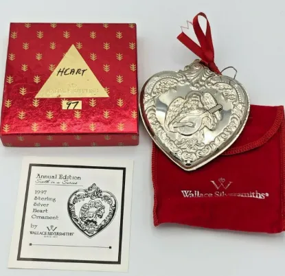 Picture of Wallace 1997 Sterling Silver Grande Baroque Heart Ornament with Box