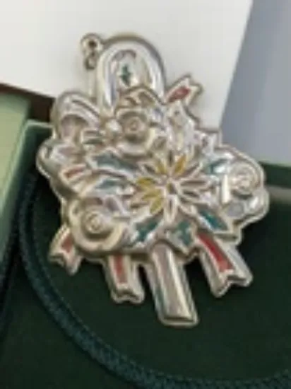 Picture of Wallace Christmas Memories "Candy Cane" Enameled Ornament Sterling Silver, with box