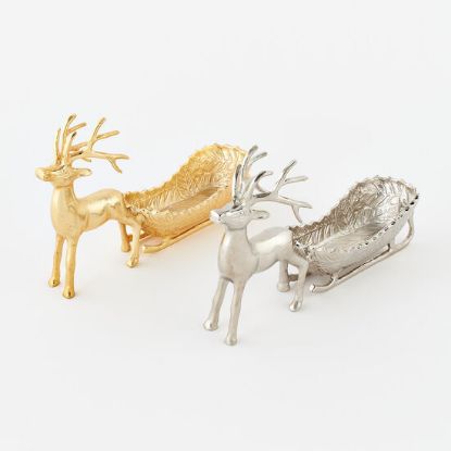 Picture of One Hundred 80 Degrees Silver Reindeer With Cart Tray