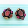 Picture of Rare Hobe Purple & Black Art Glass Necklace & Clip-On Earring Set