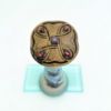 Picture of Art Nouveau Era Large Gilt Brass Hat Pin With Purple Czech Glass & Black Enamel