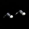 Picture of Qsi Earrings _,clear Cz & Faux Pearl Small Post Earrings. .55" Long