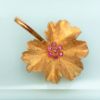 Picture of Vintage 18K Italian Gold Leaf Brooch With Six 2Mm Pink Sapphires