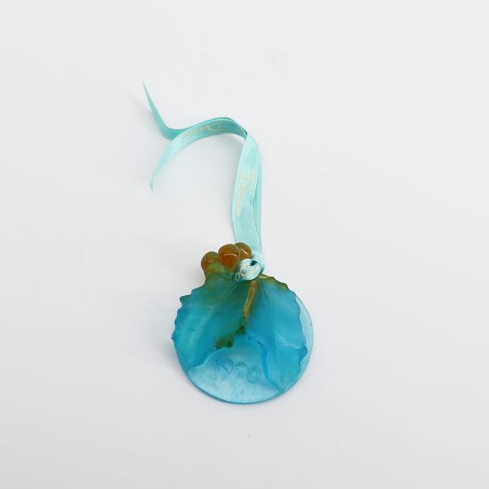 Picture of Daum 1990 Paté de Verre Glass 'Holly & Berries' Christmas Ornament