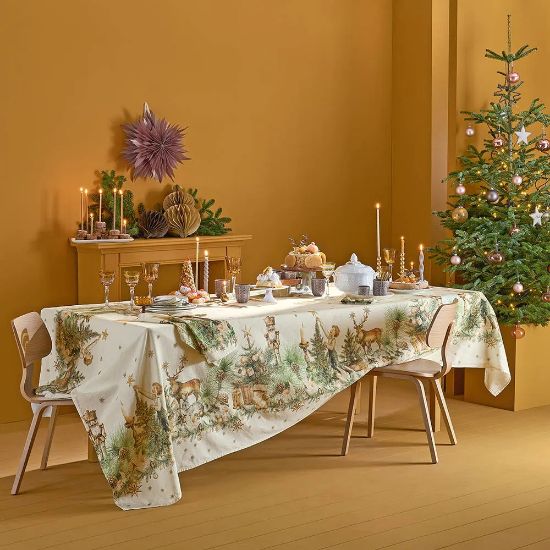 Picture of Garnier-Thiebaut 61x140" 'Noel Vintage Dore' Printed Tablecloth