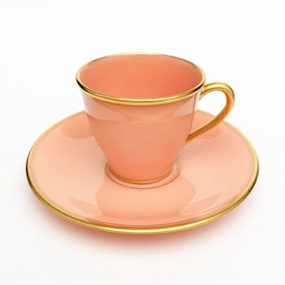 Picture of Rare 1906-1930 Lenox Coral Demitasse Cup & Saucer with Gold Accents